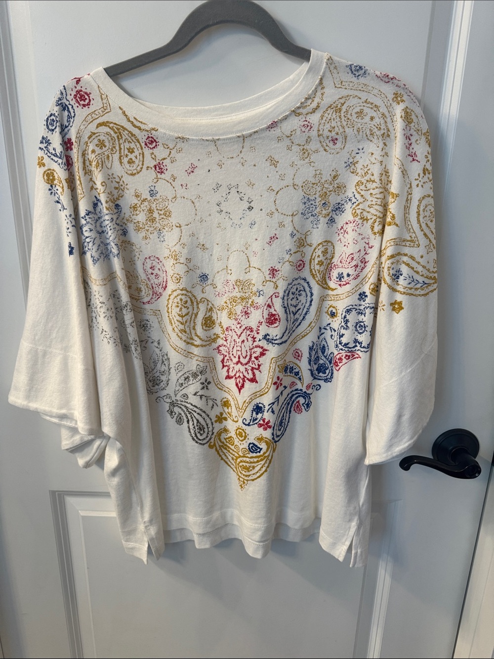 We the Free Boho Ivory Paisley Relaxed Tunic Top